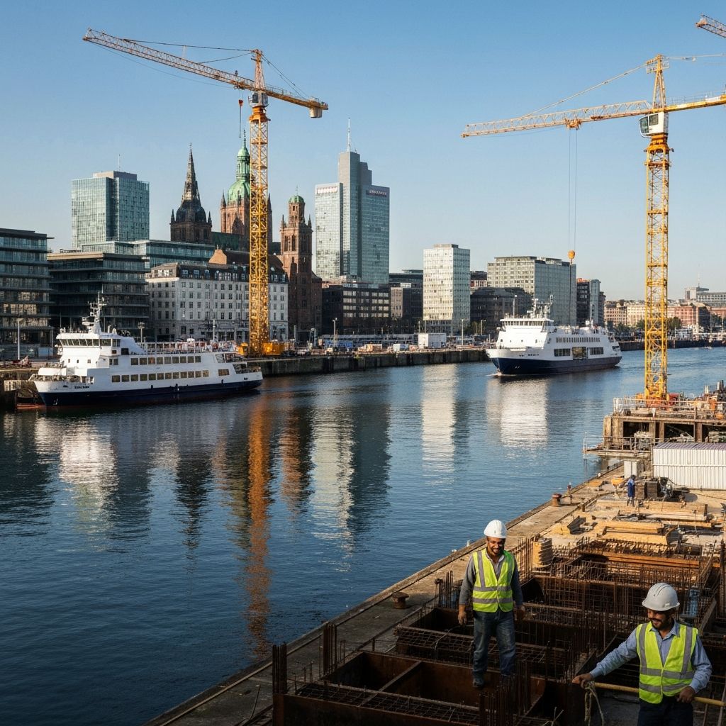 European city with workers